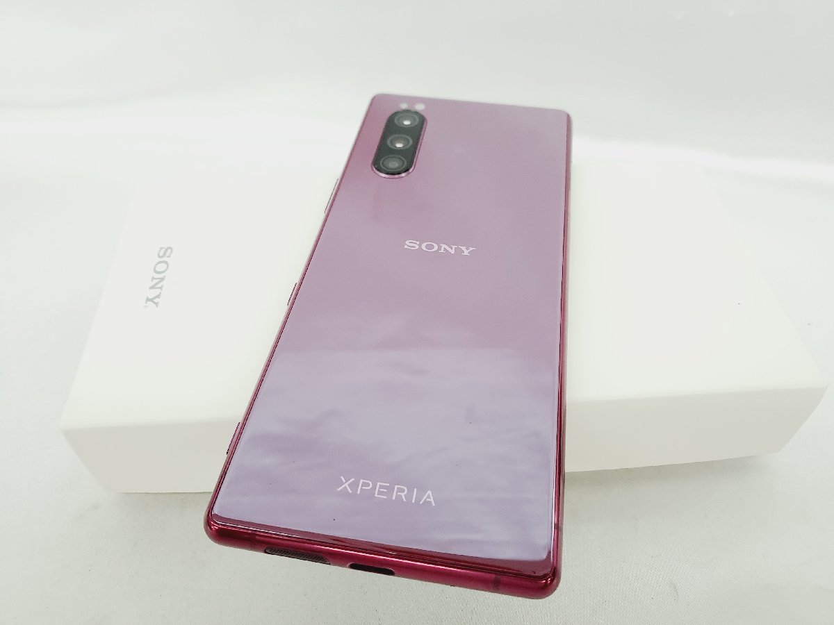 1円～【ジャンク】国内版 SIMフリー スマートフォン SONY XPERIA 5 J9260 レッド ※おサイフ履歴残あり 11326919 0801
