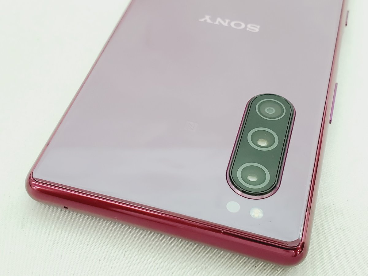 1円～【ジャンク】国内版 SIMフリー スマートフォン SONY XPERIA 5 J9260 レッド ※おサイフ履歴残あり 11326919 0801