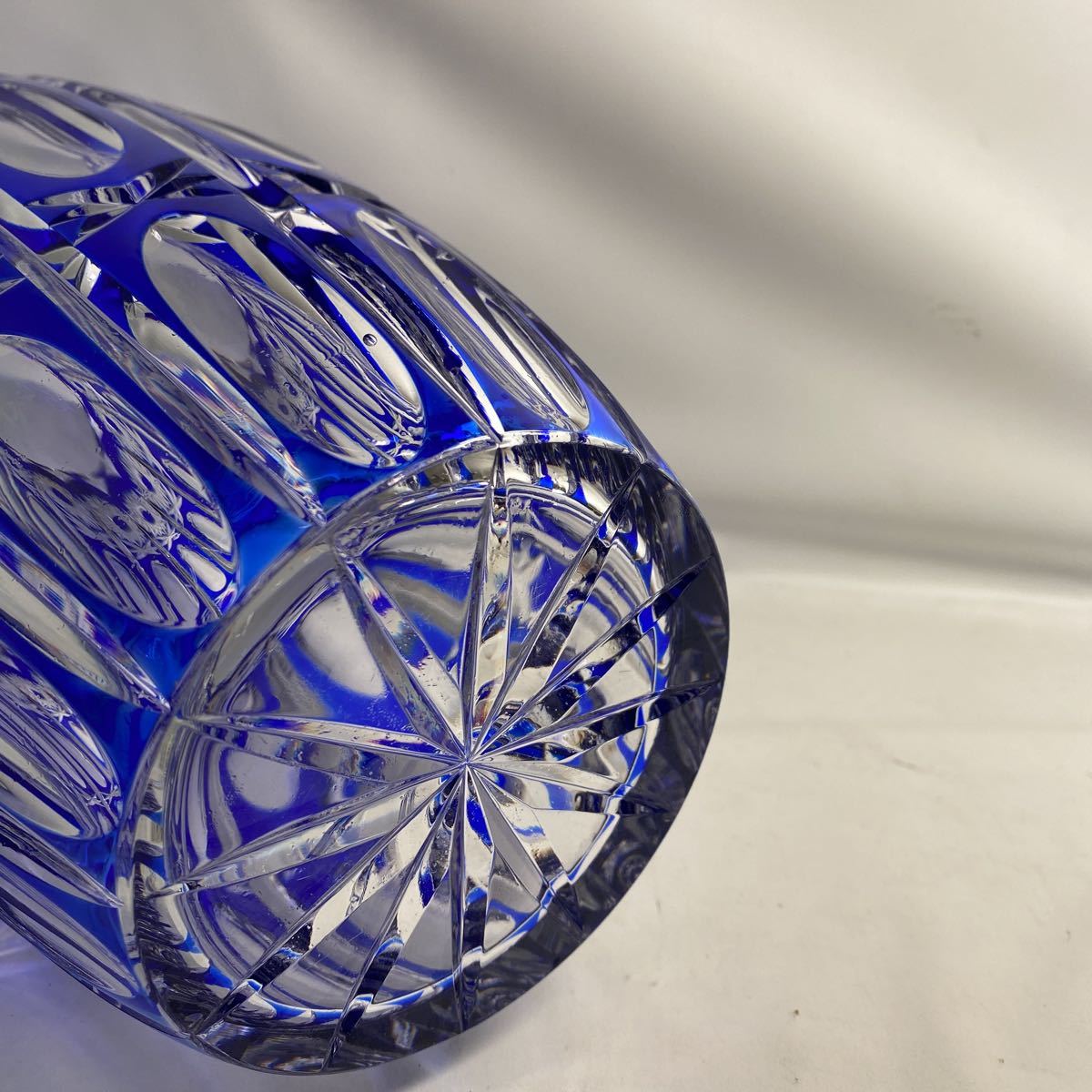 K207-074 KONIG CRYSTAL GLASS クリスタルガラス 24%LEAD 切子 ブルー