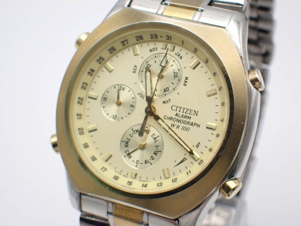 1円～☆CITIZEN シチズン アラームクロノグラフ WR100 クオーツ  