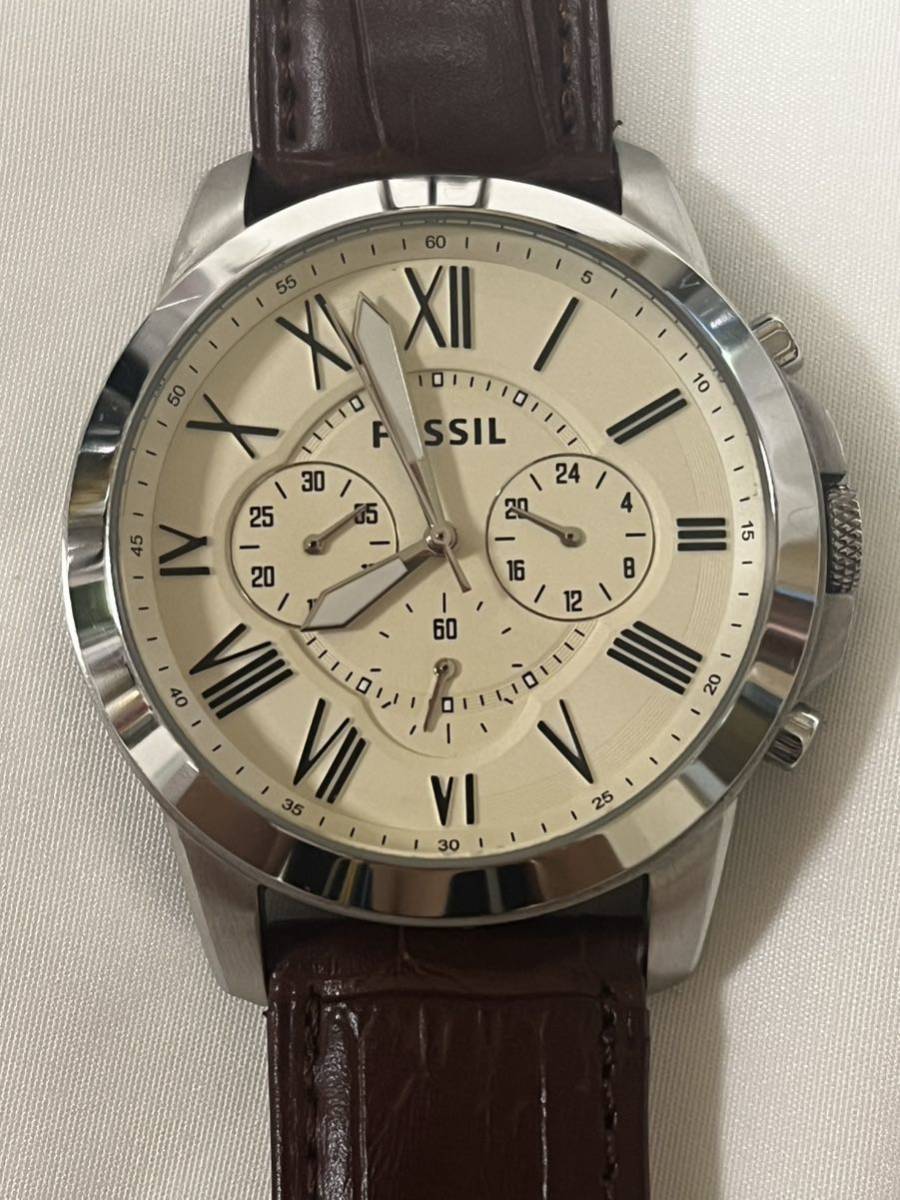 A3H014◆ フォッシル FOSSIL クロノグラフ 革ベルト メンズ 腕時計 FS4735