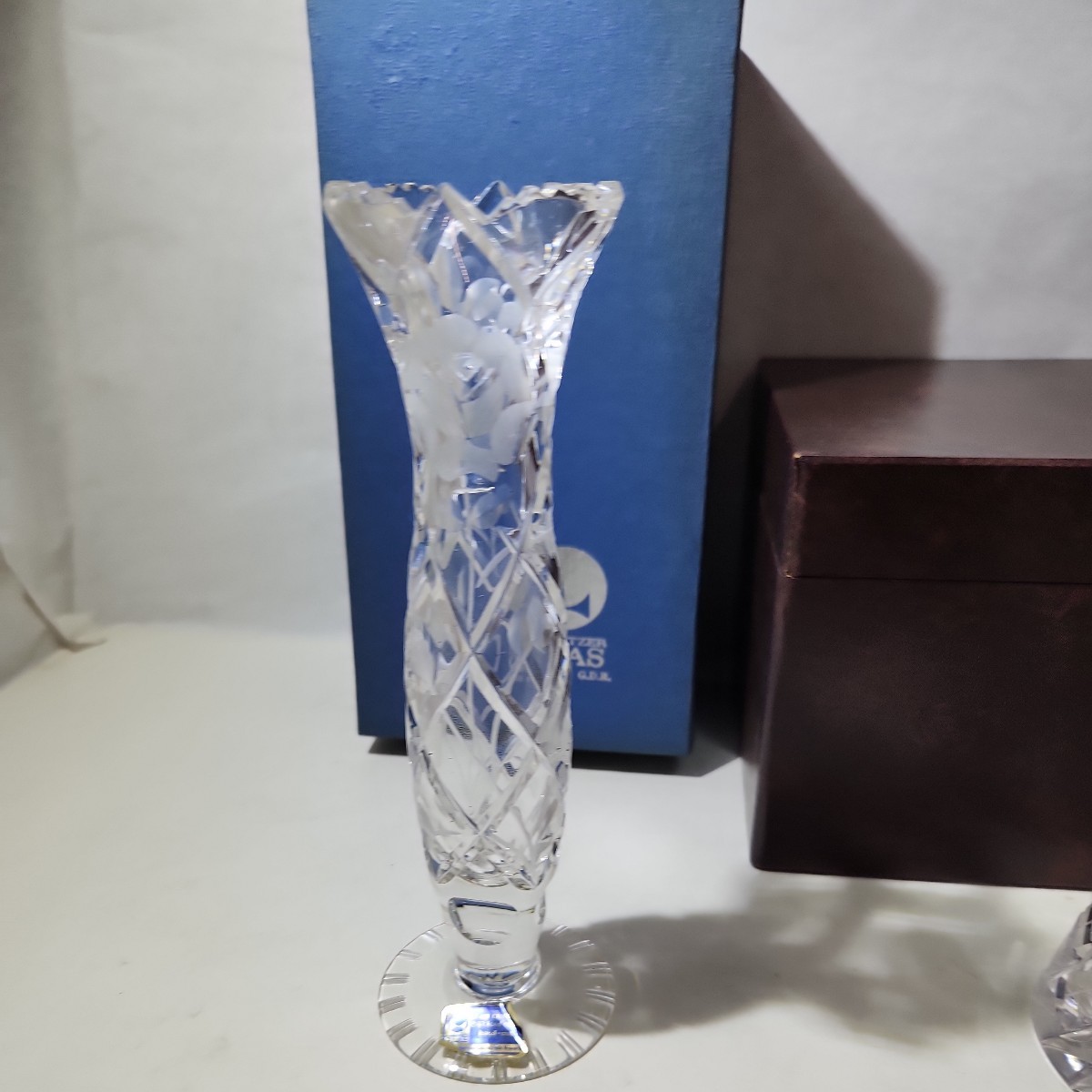 ボヘミアクリスタル チェコスロバキア 花器 クリスタルガラス フラワー