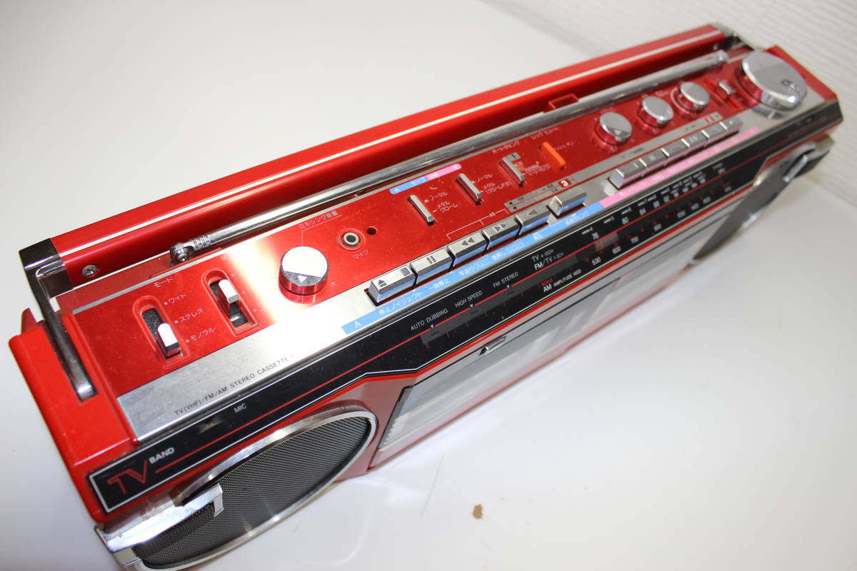 ブラザーラジカセ赤 Brother ステレオカセットレコーダー OT-457 昭和