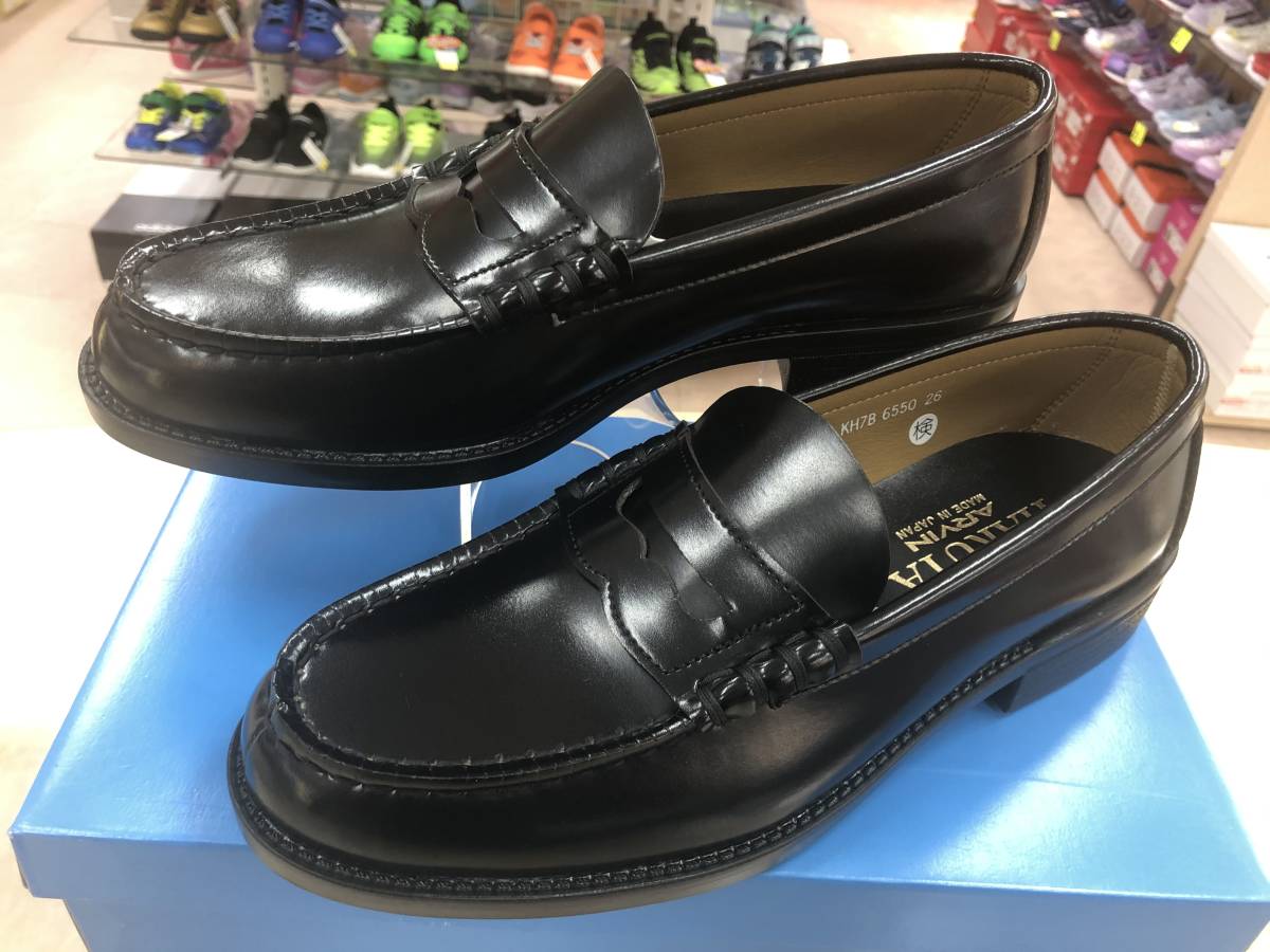 新品即決27.0cm★HARUTAハルタ ローファー6550 メンズ カジュアル フォーマルシューズ★人気定番 通学 仕事♪日本製 コインローファー
