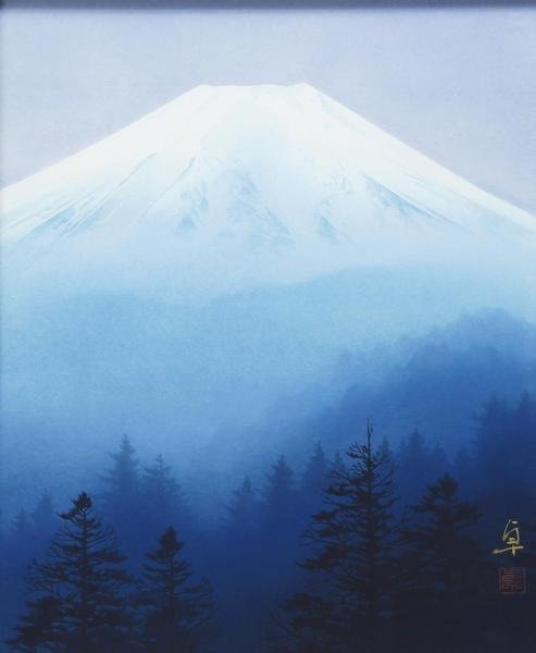大竹卓 富士山 日本画 大竹卓 富士山 日本画 大竹 卓 『富士』 掛軸(尺八