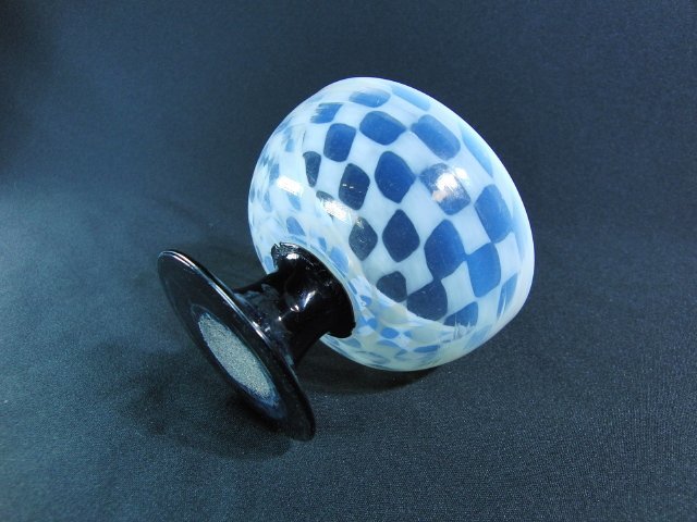 今月のお買い得品 YH-90 市松紋様 エナメル脚 氷コップ 大正ロマン 黒脚