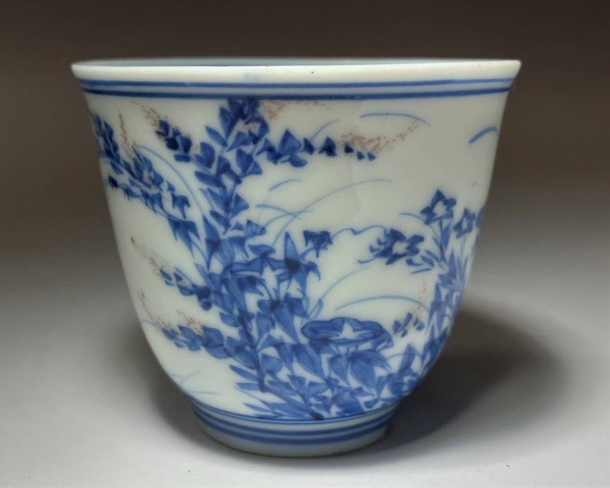 旧家うぶ出し//煎茶道具 瀬戸焼 陶玉園五助製 加藤五助 染付花草図 