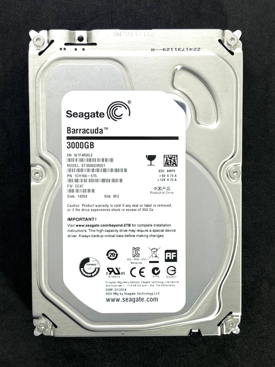 【送料無料】 ★ 3TB ★　ST3000DM001　/　Seagate　【 使用時間：963ｈ 】　良品　3.5インチ 内蔵HDD　SATA600　シーゲート　