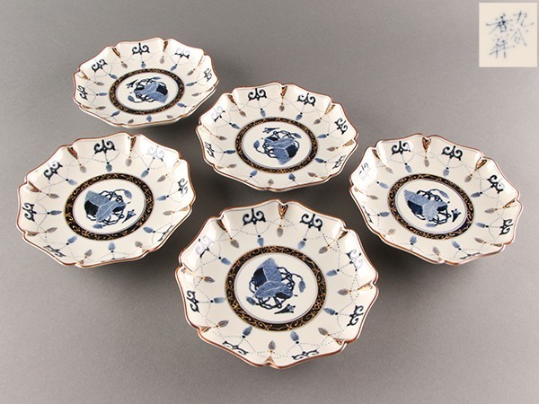 K】美術品 九谷焼 九谷香祥造 皿 5枚 共箱 うぶだし品 m992 【公式通販】