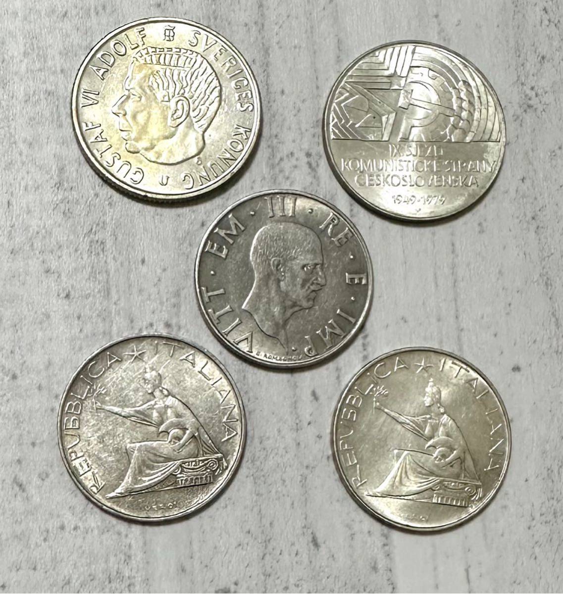 □希少レア□ イタリア チェコスロバキア スウェーデン 記念銀貨 銀貨 硬貨 コイン アンティークコイン 5