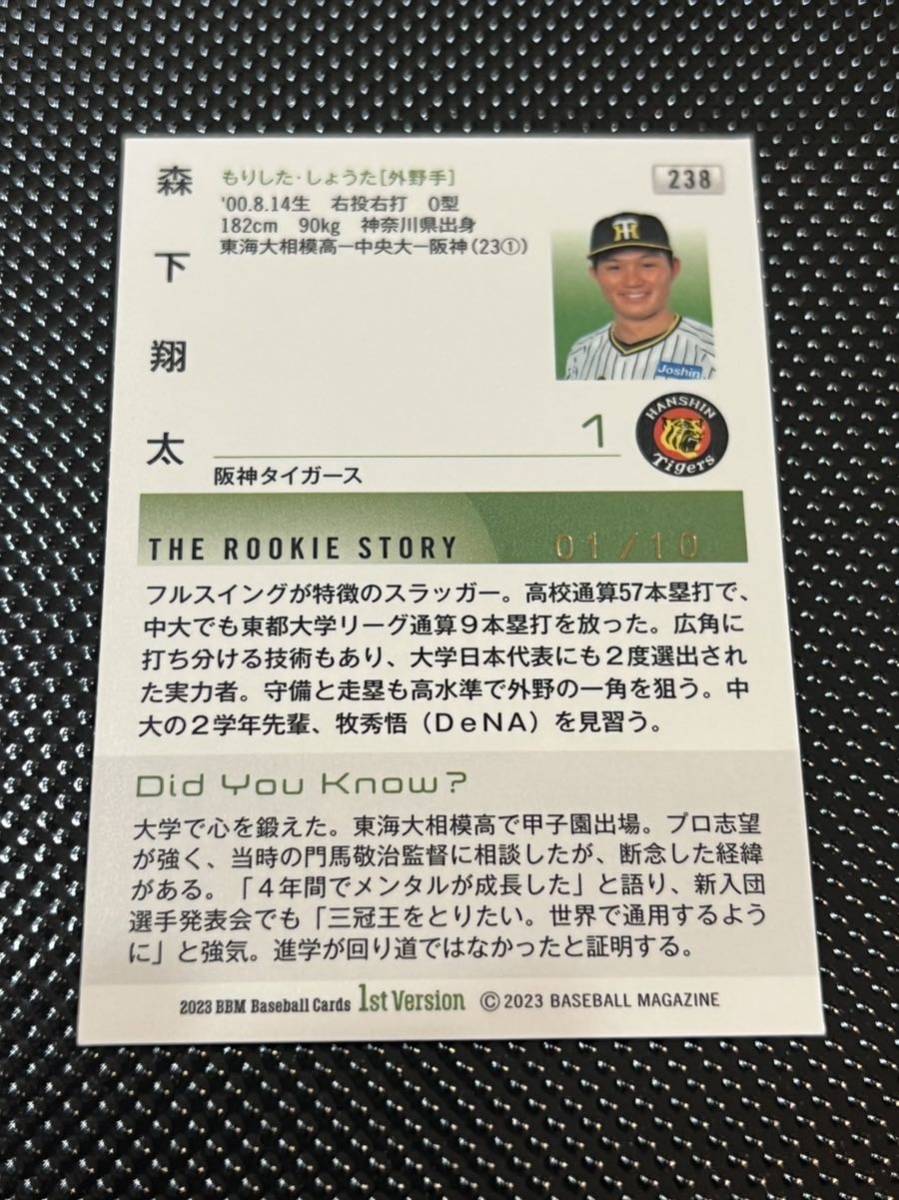 0 BBM 阪神タイガース 1 森下翔太 ジャージカード-特殊 10枚限定 1/10