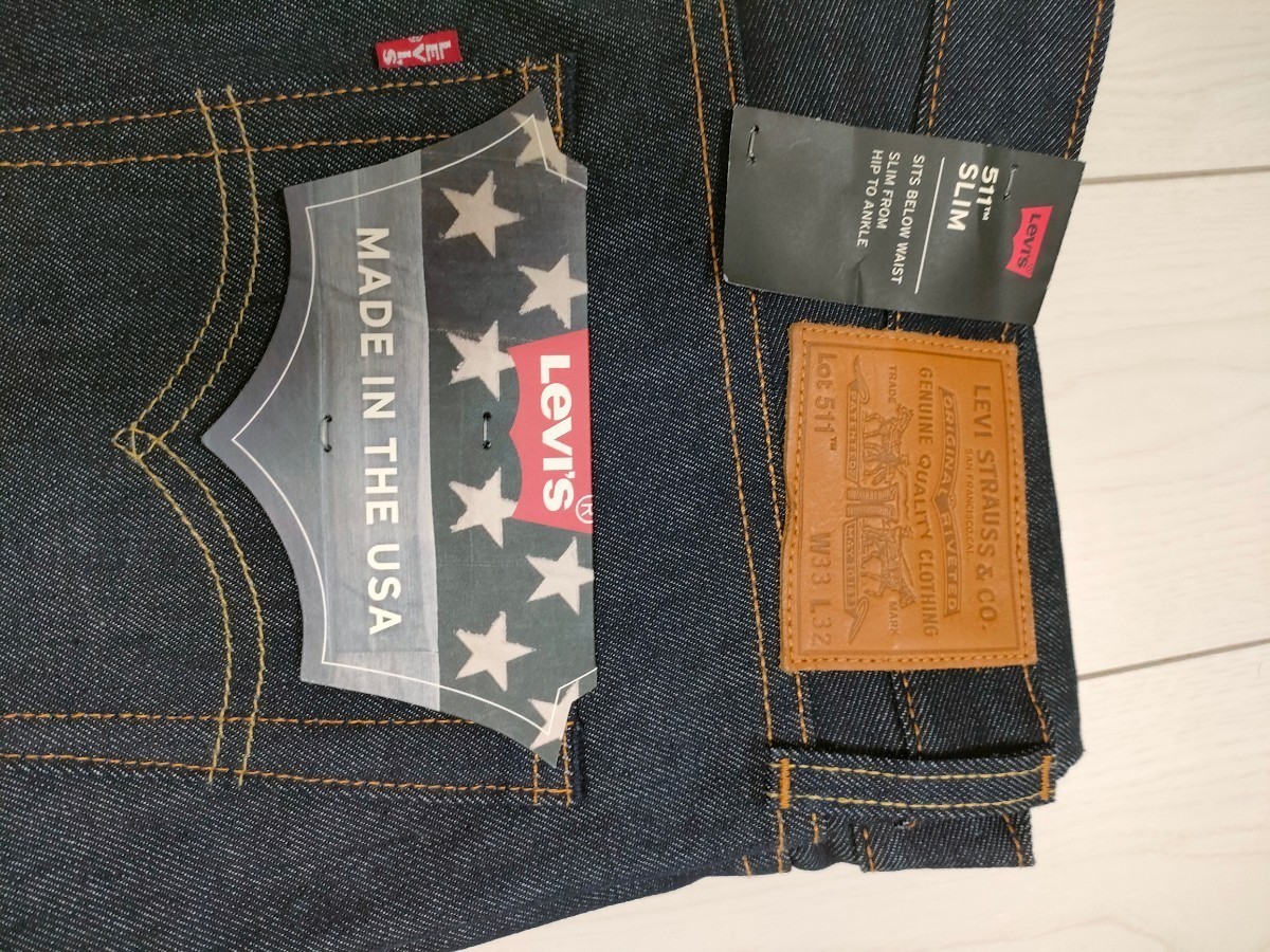 リーバイス511 MADE IN THE USA W33 L32 リジッド デニムパンツ