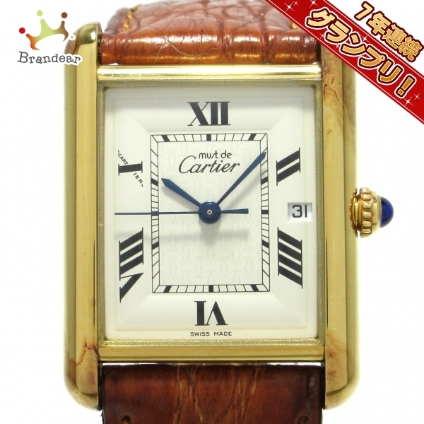 CARTIER】カルティエ マストタンク ヴェルメイユ SV925(GP)/レザー