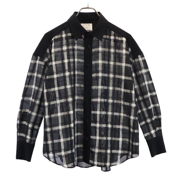 コムデギャルソン 2018年 ノワールケイニノミヤ チェック 長袖 シャツ S 黒 COMME des GARCONS Noir Kei Ninomiya 日本製 メンズ 230817
