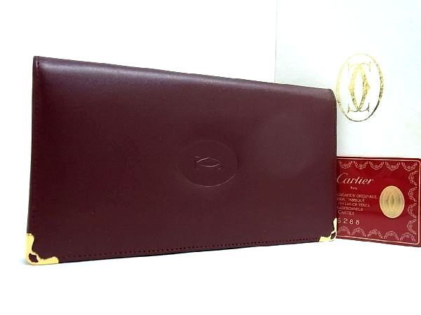 ■新品■未使用■ Cartier カルティエ マストライン レザー 二つ折り 長財布 ウォレット 小銭入れ 札入れ ボルドー系 CA8921