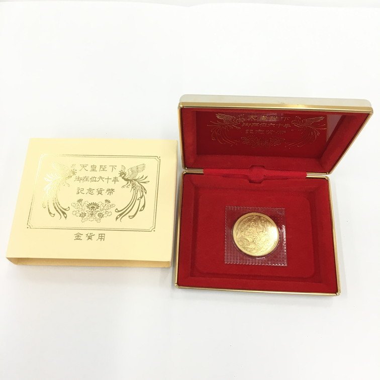 BHAQ6005】K24 天皇陛下御在位60年 記念貨幣 純金 10万円金貨 総重量