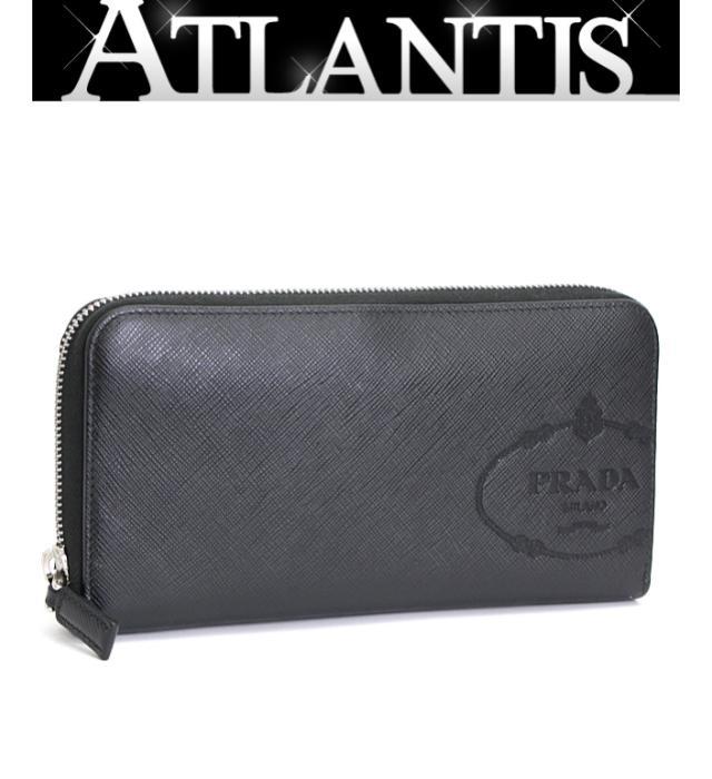 PRADA プラダ 長財布 ラウンドファスナー サフィアーノ オレンジ ロゴ
