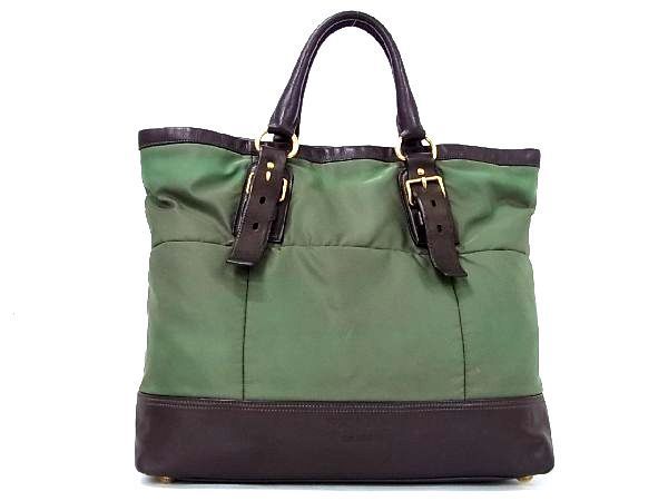 PRADA プラダ ナイロン×レザー ハンドバッグ グリーン PRADA PRADA プラダ ナイロン×レザー ハンドバッグ グリーン PRADA