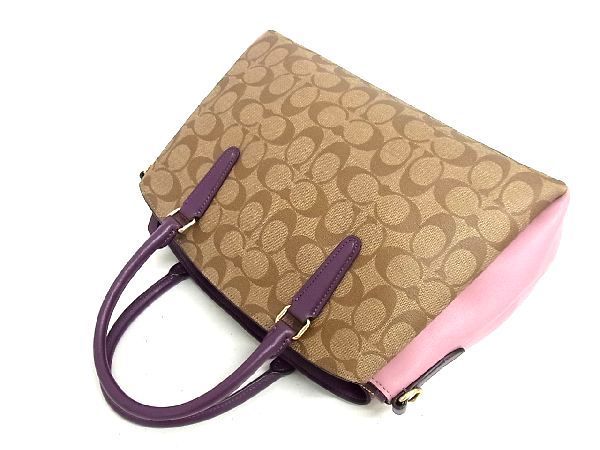 1円 極 COACH コーチ F68102 シグネチャー レザー 2WAY ハンドバッグ 