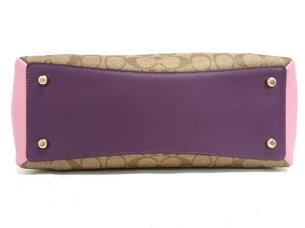 1円 極 COACH コーチ F68102 シグネチャー レザー 2WAY ハンドバッグ 