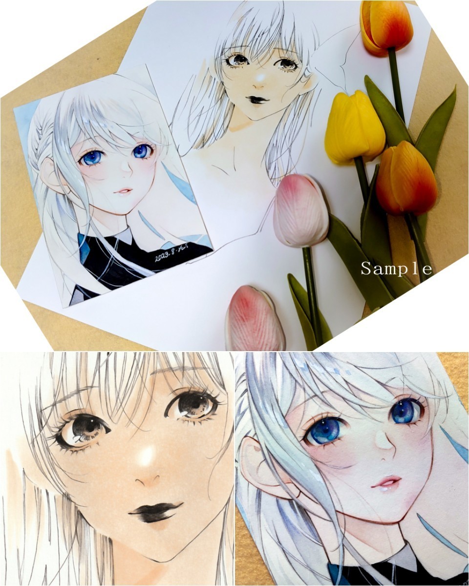 手描きイラスト 天使様はおねむ ◇オリジナル◇創作◇ 絵画◇セット