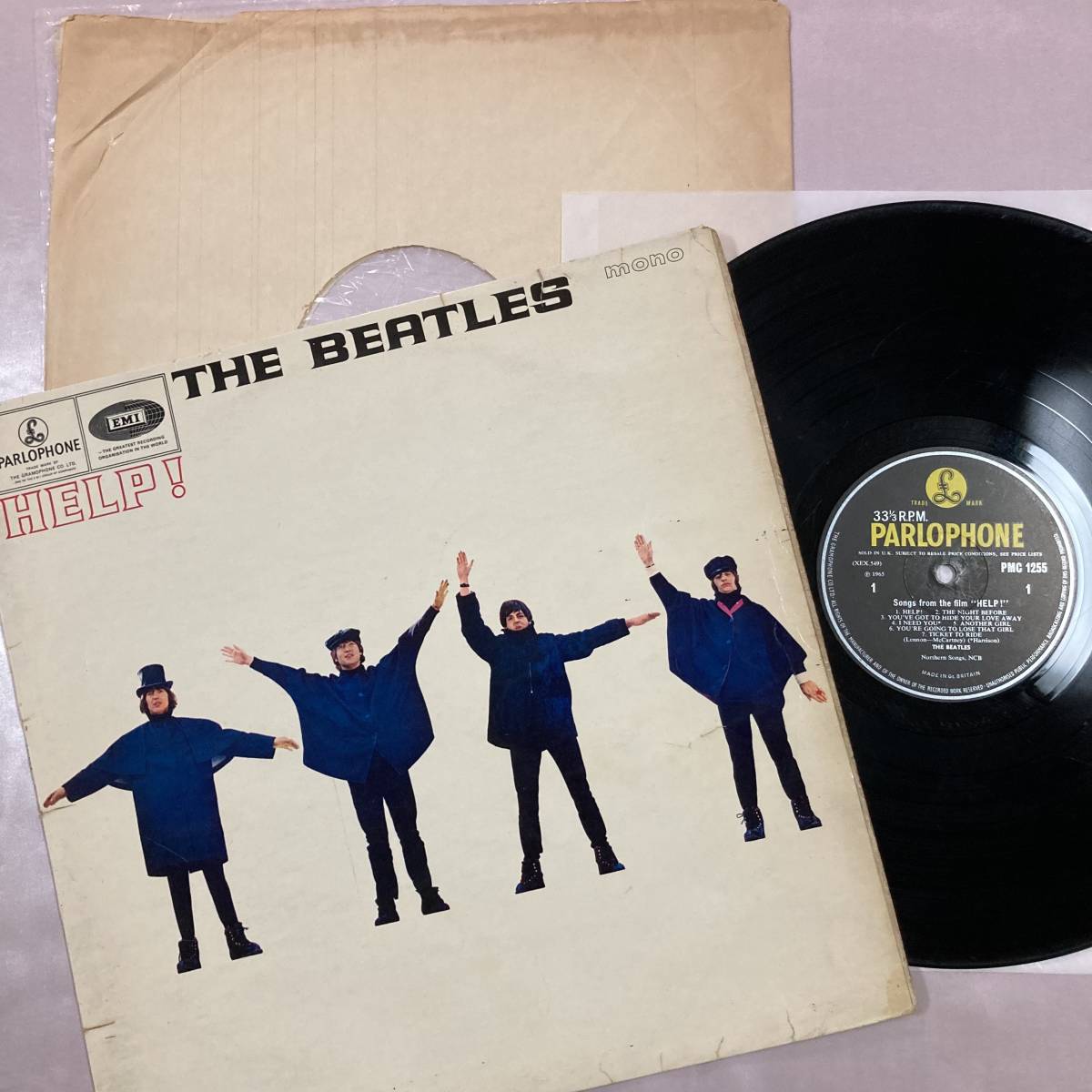 英LP The Beatles HELP! UK盤 Mono 1stプレス KT The Beatles With The