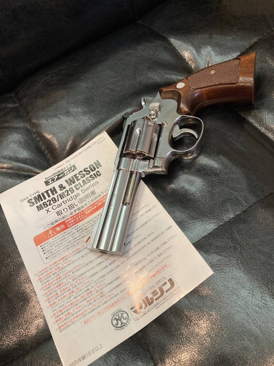 個人コレクション蔵出★マルシン　S&W M686 .357マグナム Ｘカート　クラッシク　4インチ 木製グリップ シルバーABS　