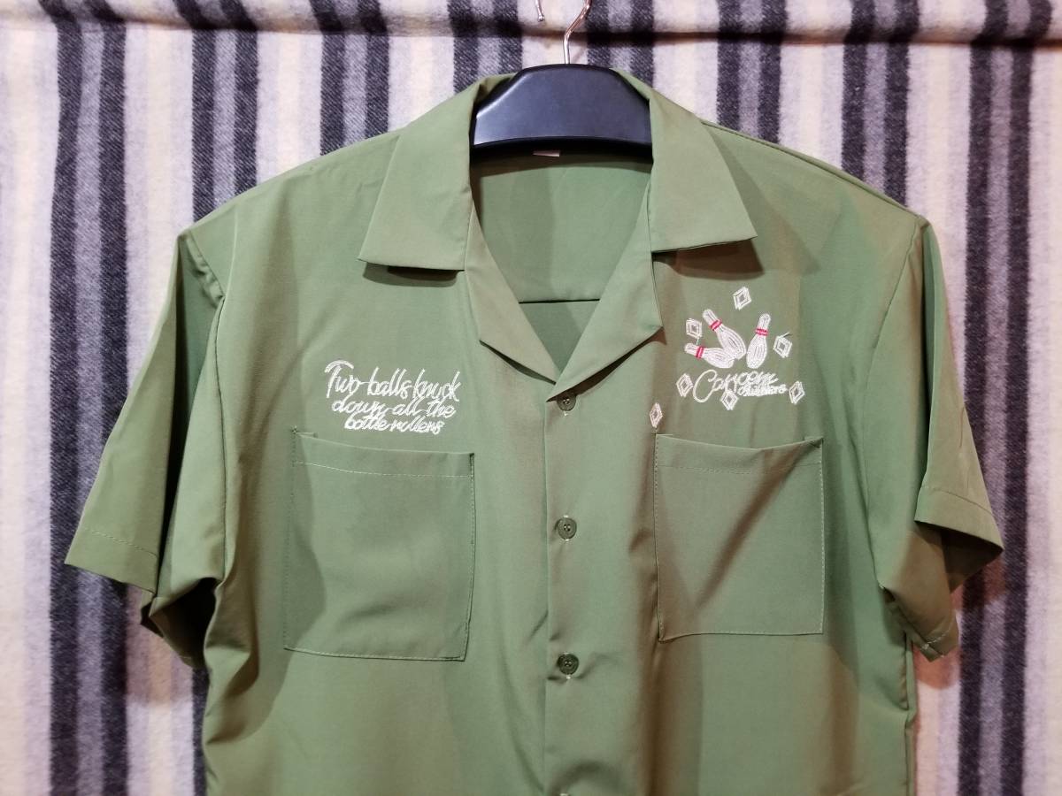 新品　展示品　ボーリングシャツ　Lサイズ　ロカビリーシャツ　レーヨン　チェーンステッチ、