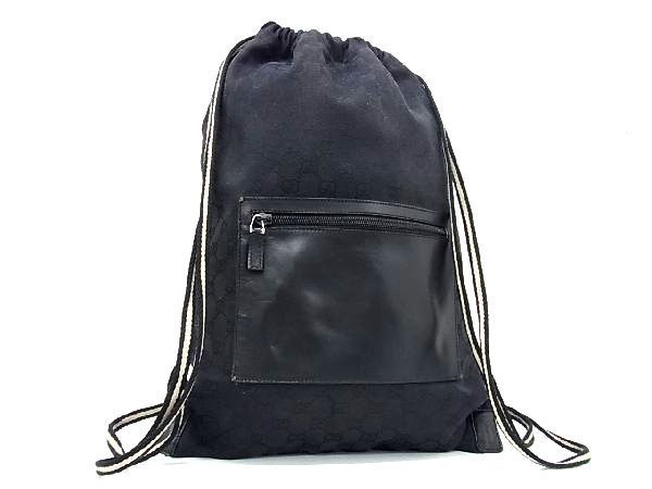 1円 □美品□ GUCCI グッチ 019・0372 GG柄 GGキャンバス×レザー 巾着 