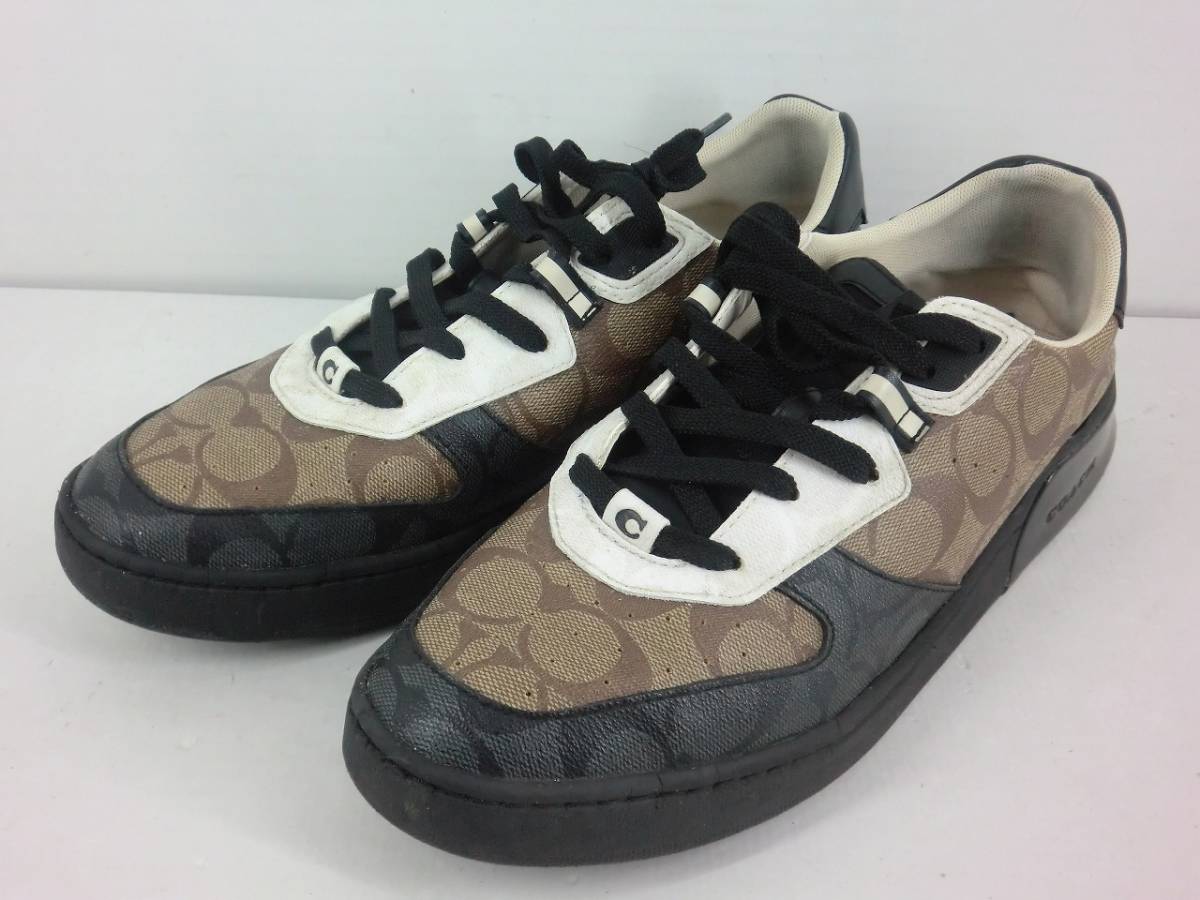 A2936 COACH コーチ スニーカー サイズ27cm 靴 G5390 CITY SOLE ブラック ベージュ 中古