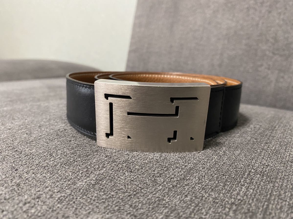 美品 HERMES エルメス ベルト レザーベルト ブラック 黒 無地 メンズ レディース シルバー金具 87〜92cm ブランド 高級 1円〜