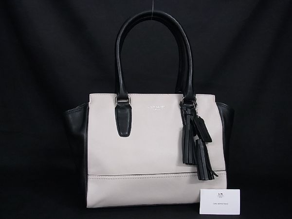 1円 COACH コーチ F25808 レザー タッセル ハンドバッグ トート  