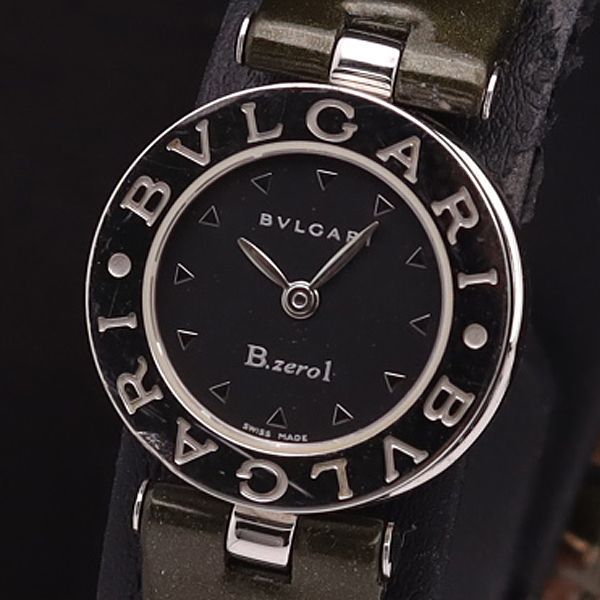 1円 稼働 良品 ブルガリ QZ BZ22S ビーゼロワン ラウンド 黒文字盤 レディース腕時計 0037400YSD