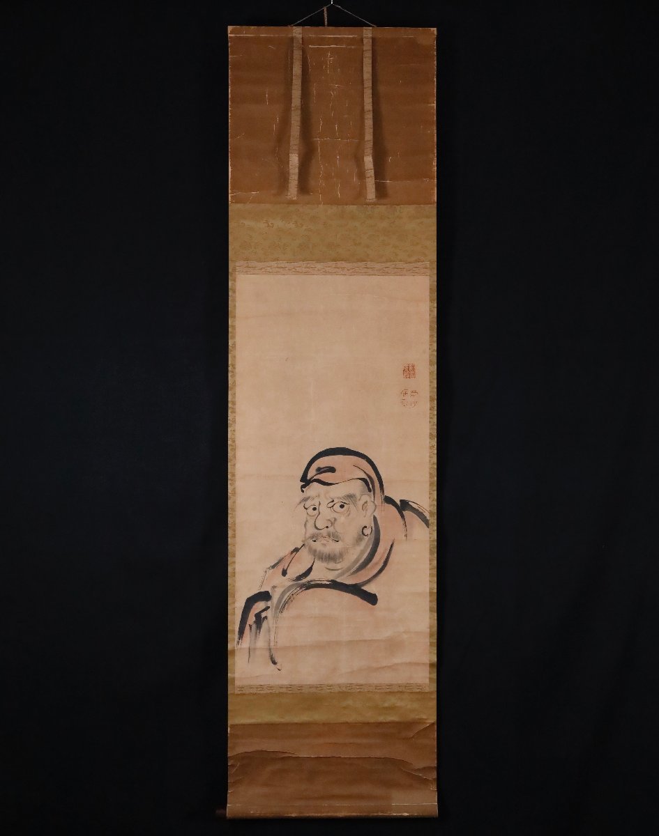 模写】吉】9537 伊藤若冲 達磨図 仏画 仏教 中国画 掛軸 掛け軸 骨董品