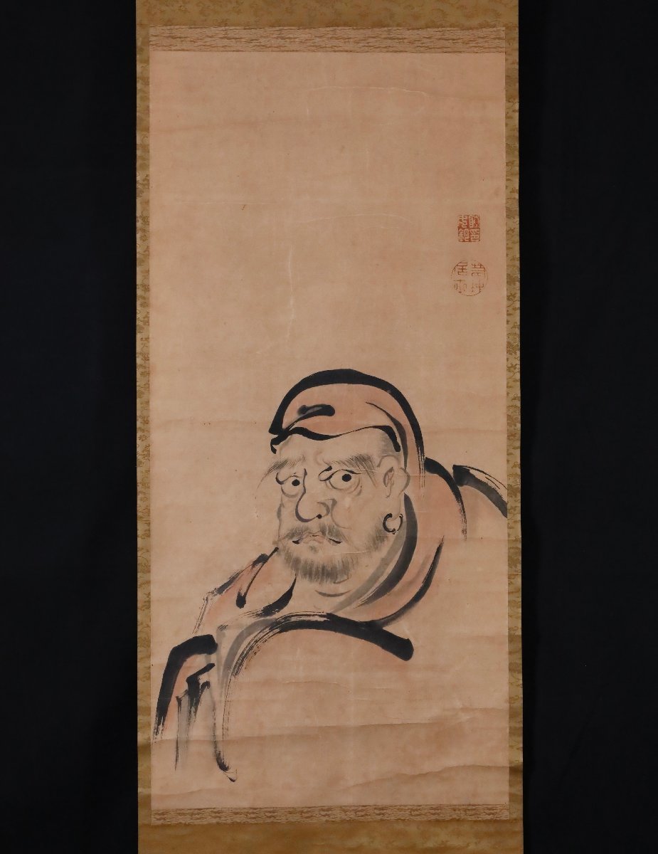 模写】吉】9537 伊藤若冲 達磨図 仏画 仏教 中国画 掛軸 掛け軸 骨董品