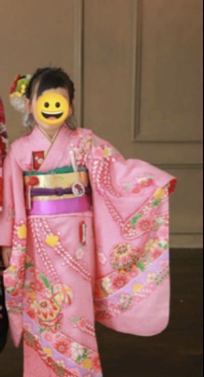 七五三 7歳 しぼり柄 着物 帯 小物 フルセット USED 七五三 着物 7才