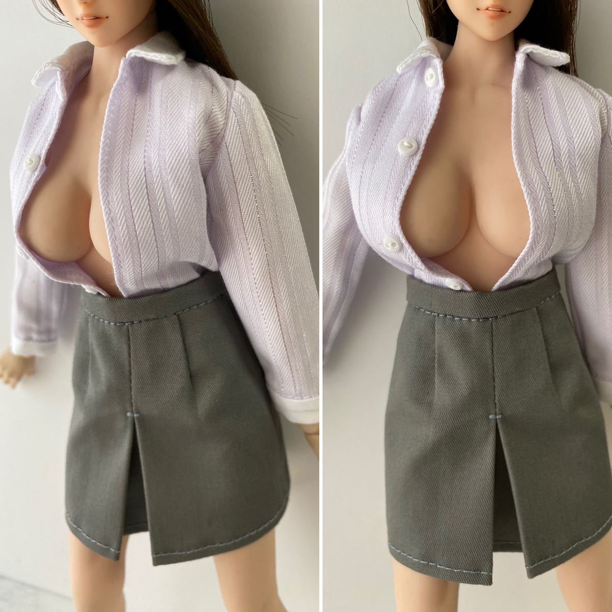 OL風長袖シャツとスカート　制服☆ドール用1/6（モデルはtbleague、s07c phicen）ハンドメイド