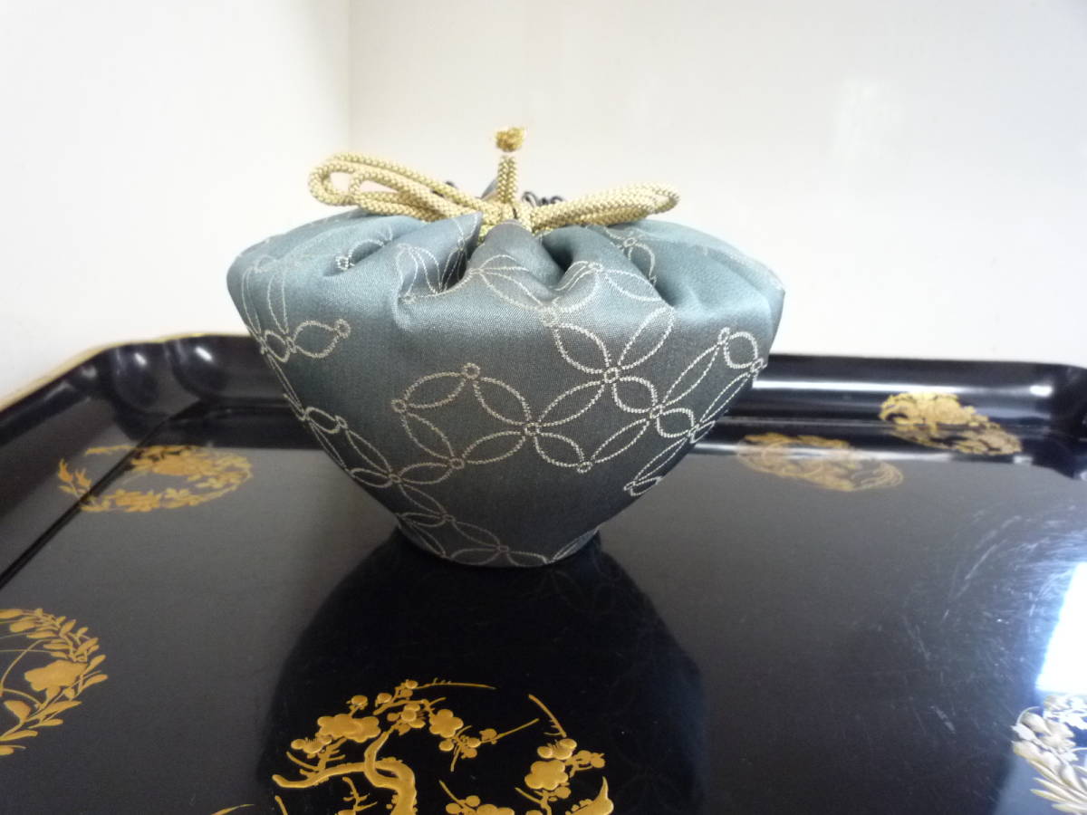 仕覆（しふく）・七宝文緞子・３９cm・御物袋