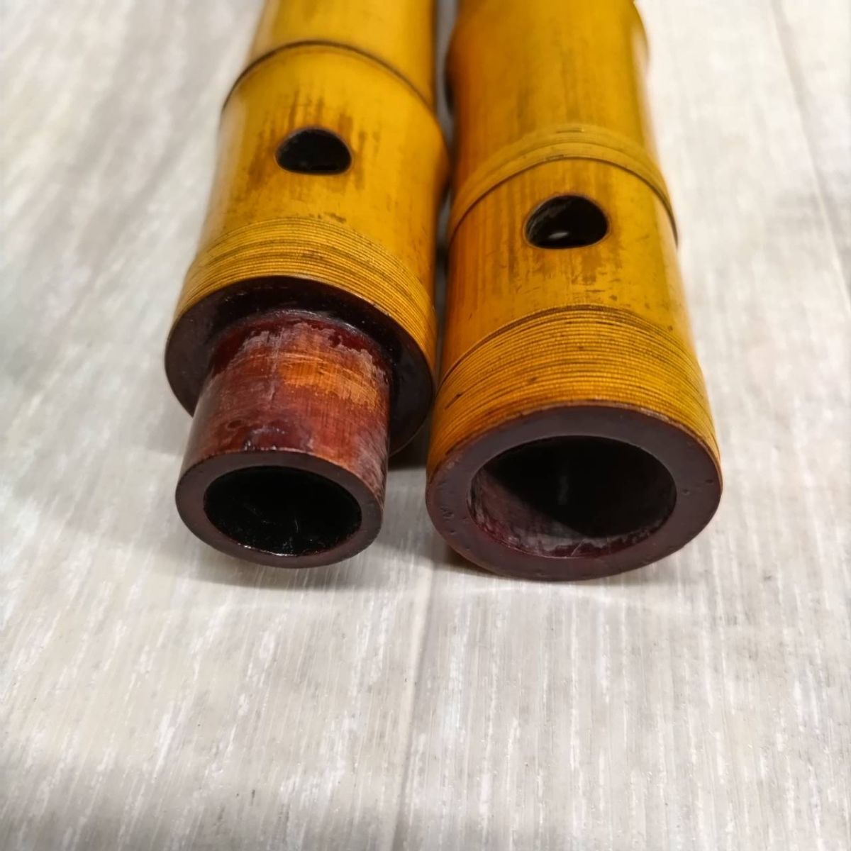 尺八 琴古流 在銘 竹治 中継ぎ籐巻き 約55cm 重さ 約430g 袋付き 尺八