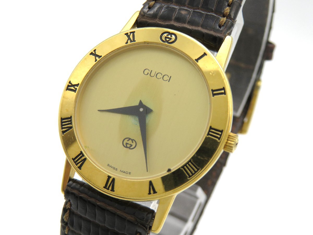 1円◇稼働◇ グッチ 3000J ゴールド クオーツ レディース 腕時計