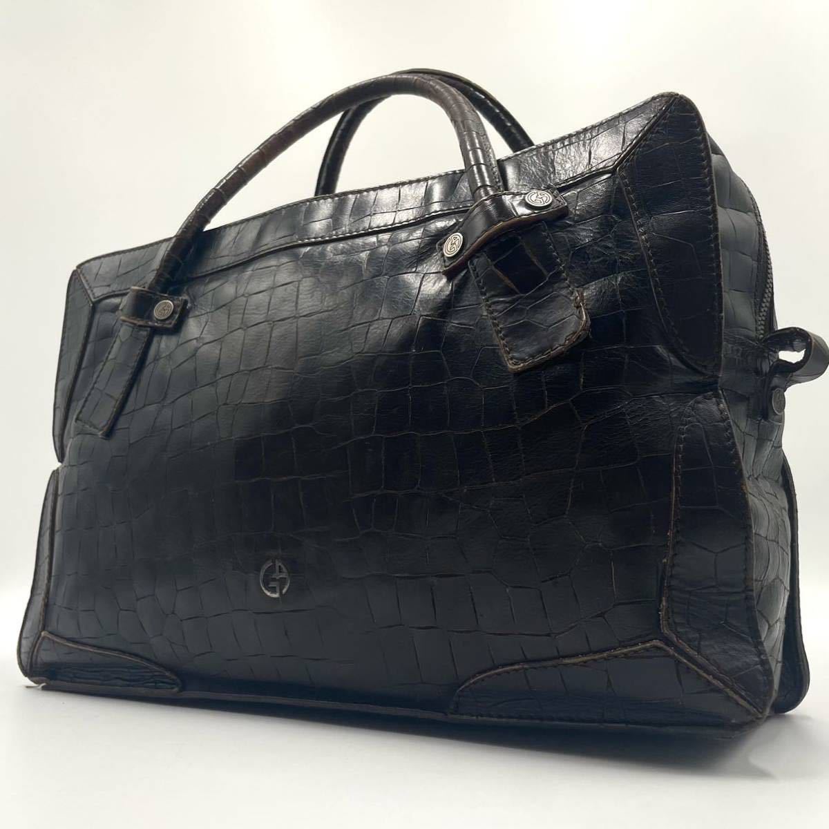 1円【入手困難型】ジョルジオアルマーニ クロコ型押し GIORGIO ARMANI 