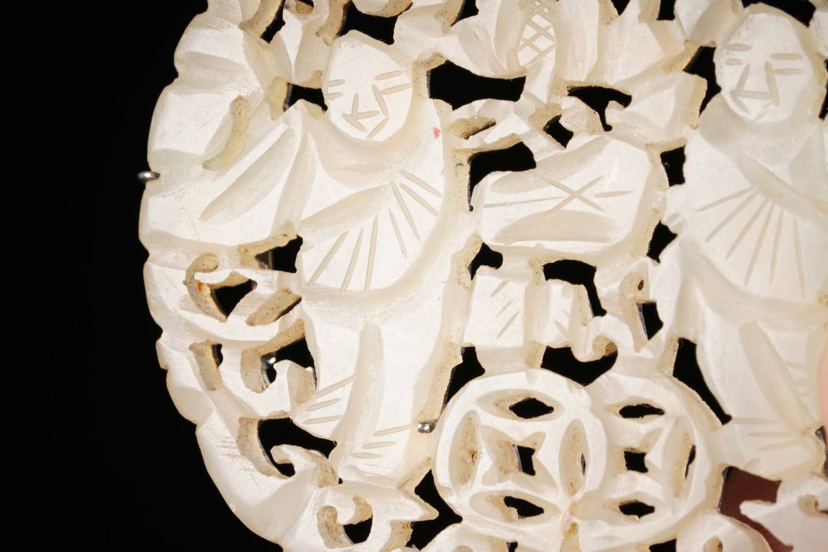 中国美術 白玉 彫人物紋 飾物 唐物 中国古玩 YS2372036 中国美術 白玉 唐