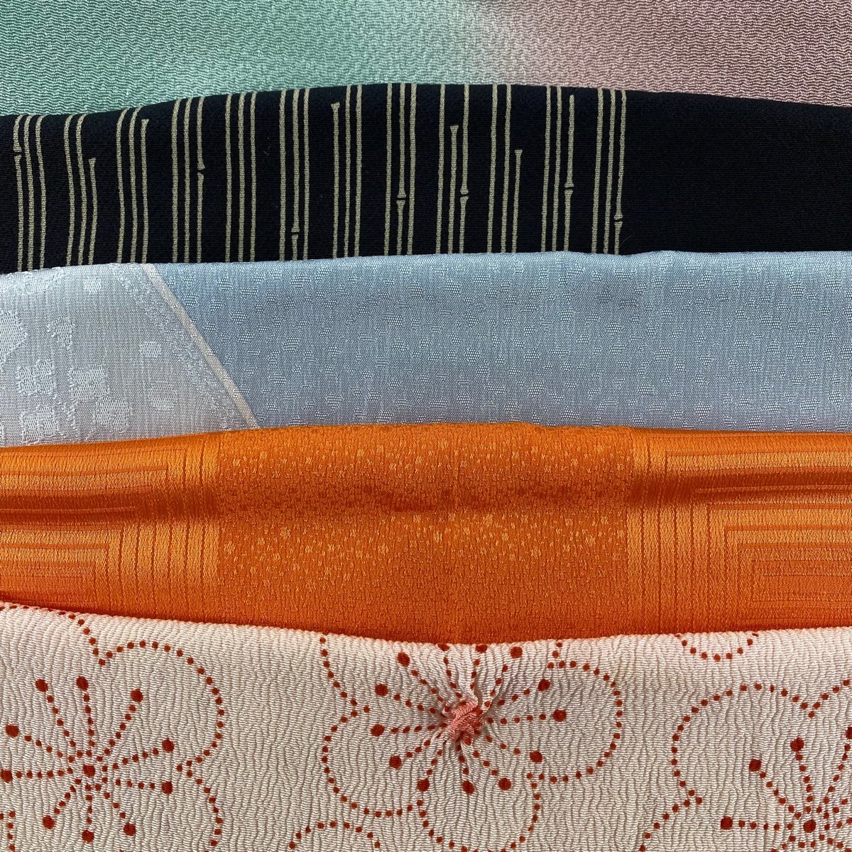 帯揚げ 優品 帯揚げ5枚セット 水色 正絹 和装小物 【中古】