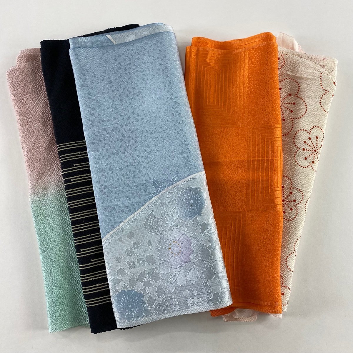 帯揚げ 優品 帯揚げ5枚セット 水色 正絹 和装小物 【中古】