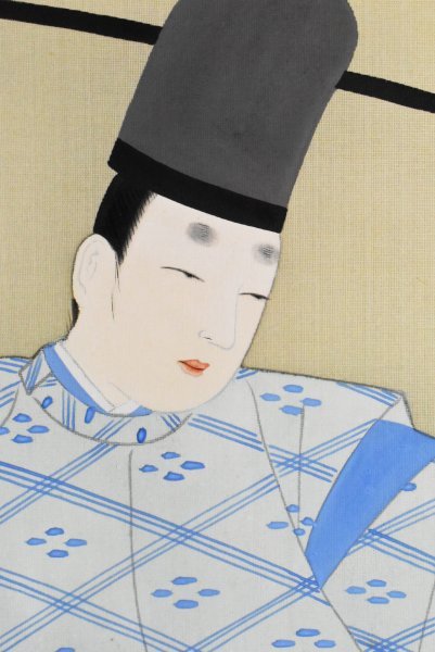 K2246 真作 石川荘三「御所車」絹本 肉筆 美人画 人物画 大和絵 保証書 