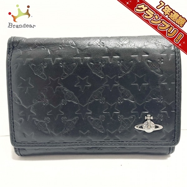 ヴィヴィアンウエストウッド VivienneWestwood 2つ折り財布 レザー 黒 型押し加工 財布