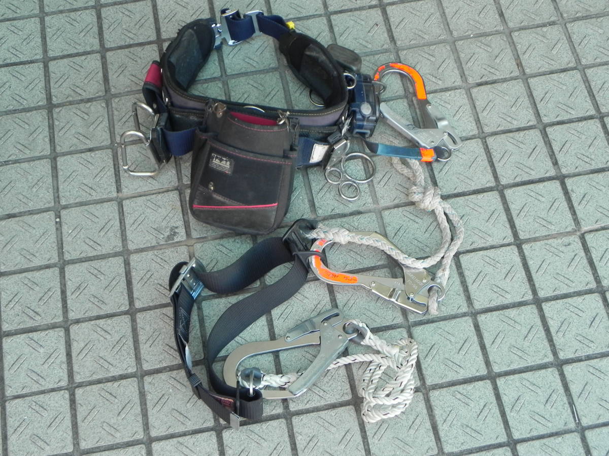 藤井電工 安全帯 胴ベルト型 2個セット ツヨロン ランヤード付き 中古