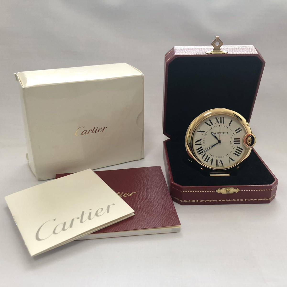 電池交換済【Cartier】カルティエ　バロンブルートラベルクロック　置き時計 稼動品 Cartier カルティエ バロンブルー トラベルクロック 置き時計