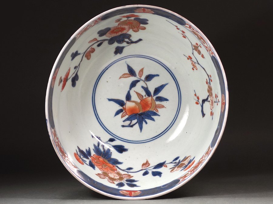 古伊万里 染付牡丹唐草文大鉢 江戸時代中期(元禄)頃 優品 古伊万里