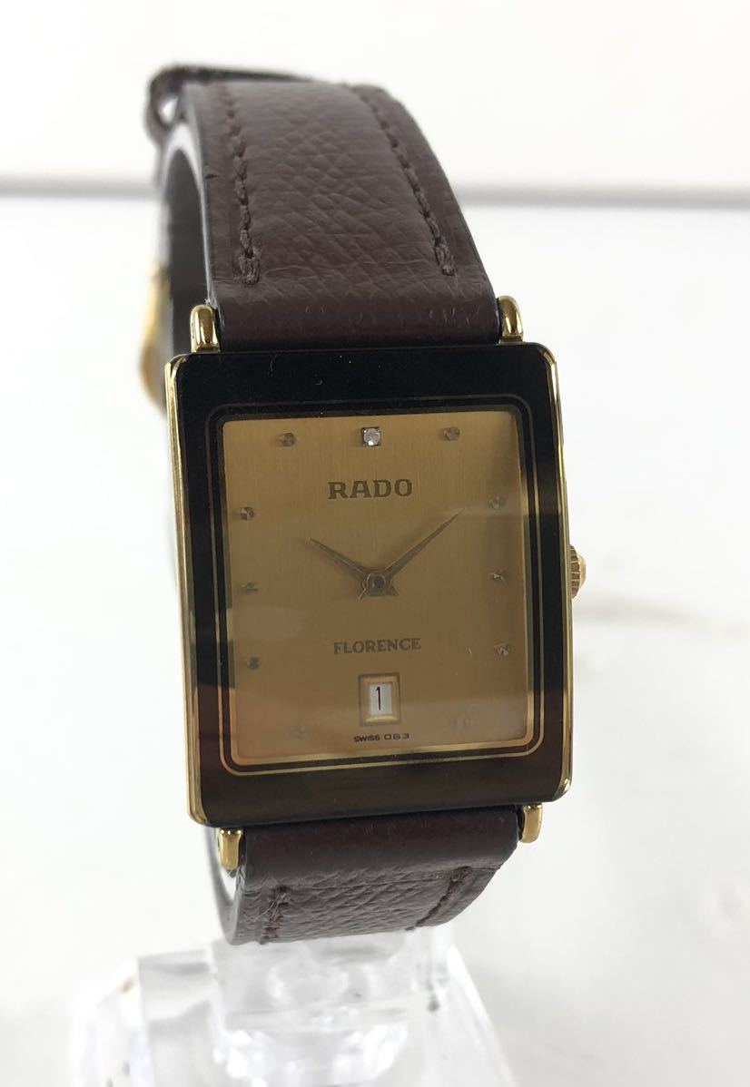 【HI1161】RADO ラドー FLORENCE フローレンス 160.3605.2 Qz クォーツ デイト ゴールド文字盤 メンズ 腕時計 